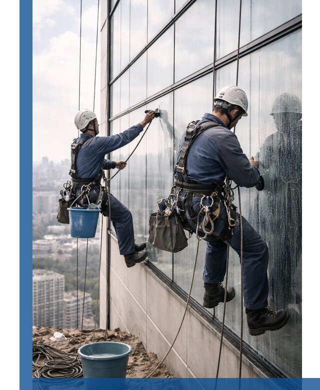 Профессиональная мойка фасадных окон альпинистами в Вичуге