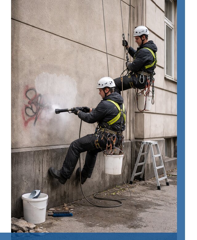 Удаление граффити с фасада в Вичуге от 4572 р. | ВЫСОТНИК-Вчг