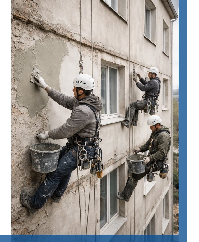 Ремонт штукатурного фасада в Вичуге от 762 р. под ключ | ВЫСОТНИК-Вчг