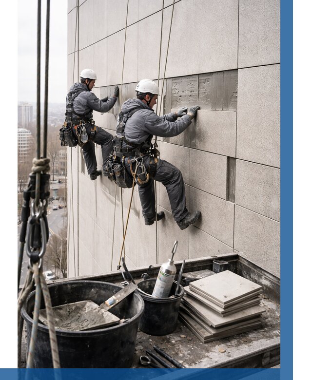 Ремонт фасада из керамогранита в Вичуге от 2540 р. | ВЫСОТНИК-Вчг