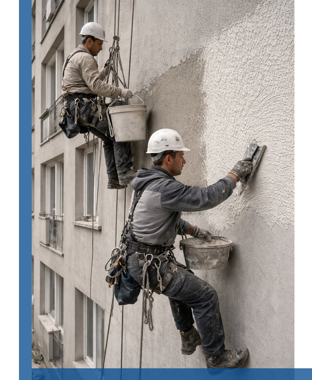 Нанесение декоративной штукатурки короед на фасад в Вичуге