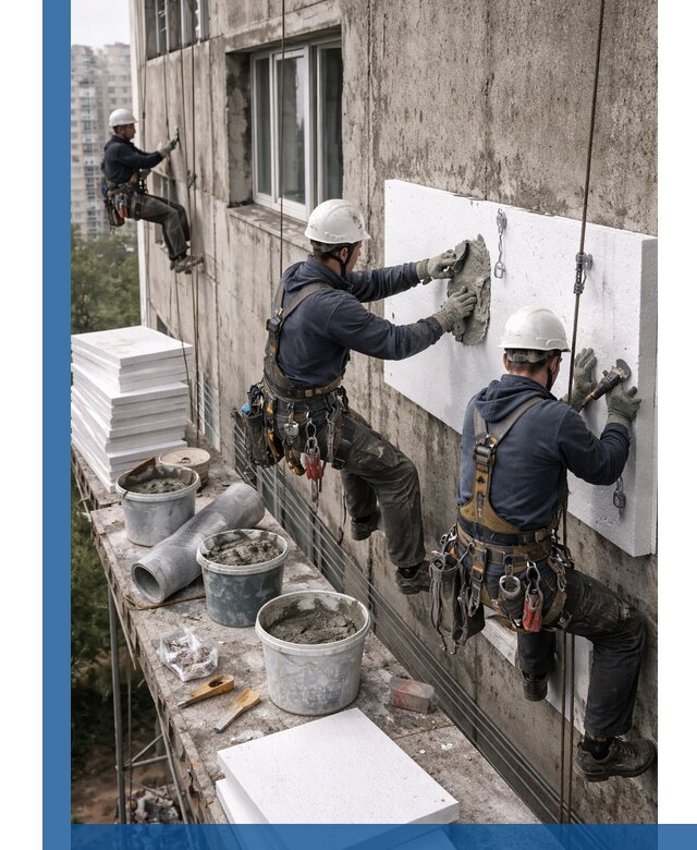 Утепление фасада пенополистиролом в Вичуге под ключ