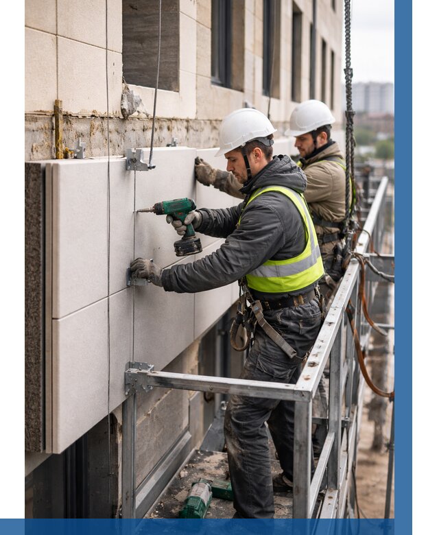 Монтаж фасадных термопанелей в Вичуге от 1524 р. | ВЫСОТНИК-Вчг