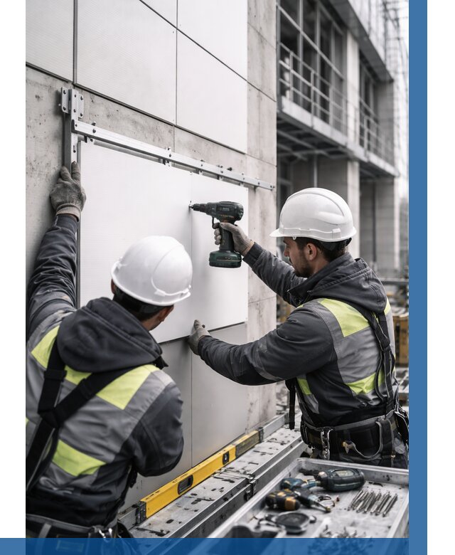 Монтаж композитных панелей фасада в Вичуге от 2540 р. | ВЫСОТНИК-Вчг