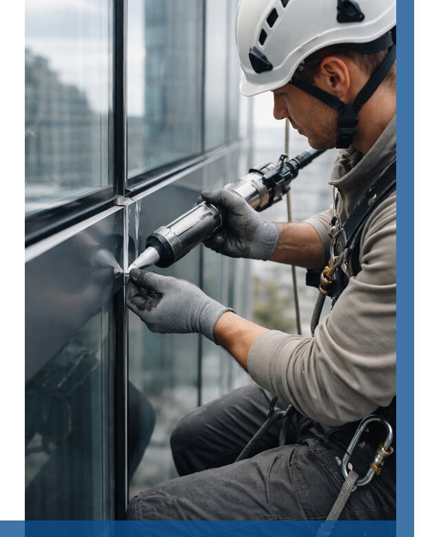 Герметизация стыков витража в Вичуге от 1219 р. | ВЫСОТНИК-Вчг