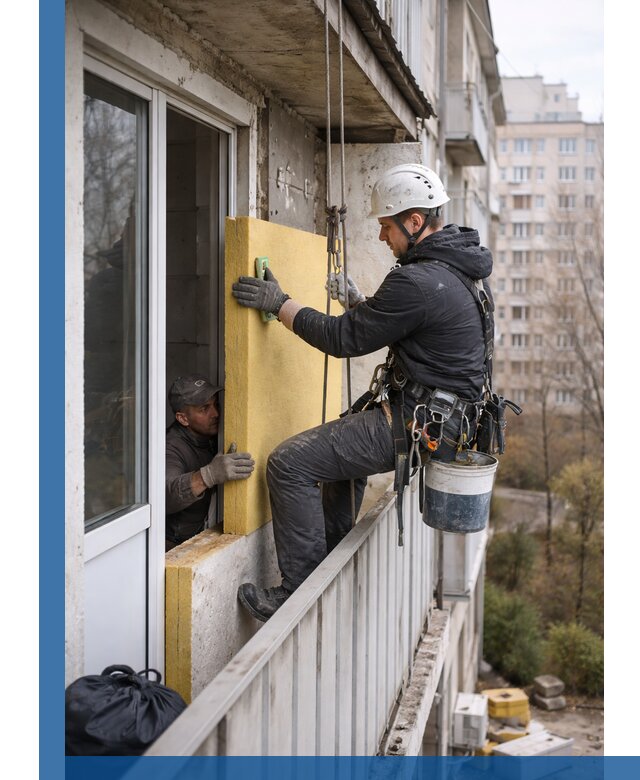 Профессиональное утепление балкона снаружи в Вичуге под ключ