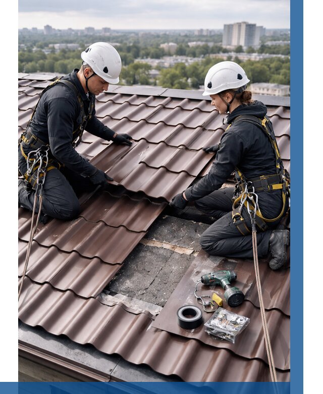 Ремонт металлочерепицы на крыше в Вичуге от 914 р. | ВЫСОТНИК-Вчг