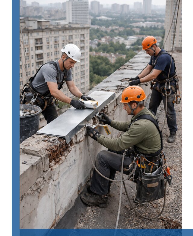 Ремонт парапета на кровле в Вичуге, высотные работы с гарантией