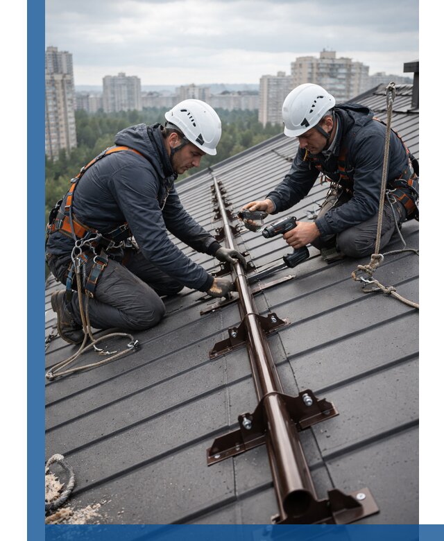 Монтаж снегозадержателей на кровле зданий в Вичуге под ключ