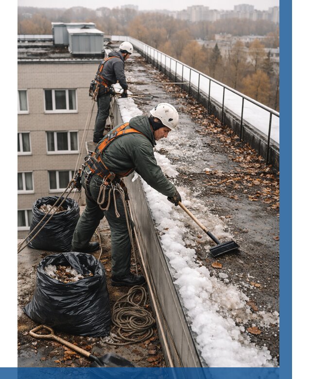 Очистка кровли по периметру в Вичуге от 559 р. | ВЫСОТНИК-Вчг