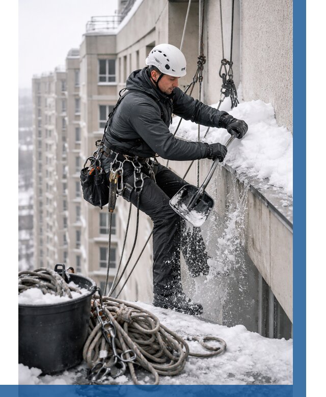 Очистка карнизов от снега в Вичуге от 305 р. | ВЫСОТНИК-Вчг