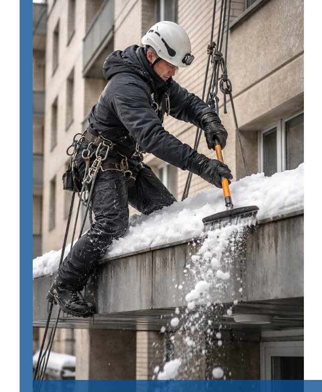 Очистка козырьков от снега в Вичуге круглогодично безопасно