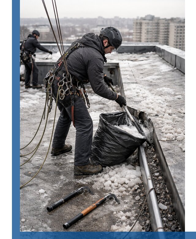 Аварийная очистка кровли в Вичуге от промальпинистов