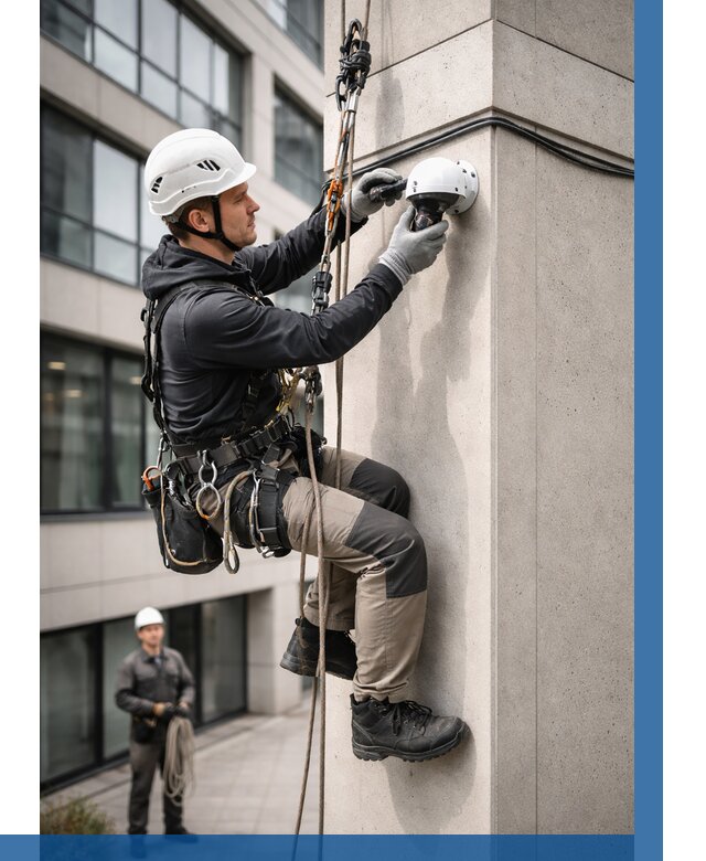 Монтаж камер видеонаблюдения на фасаде в Вичуге от 8635 р.-ВЫСОТНИК-Вчг