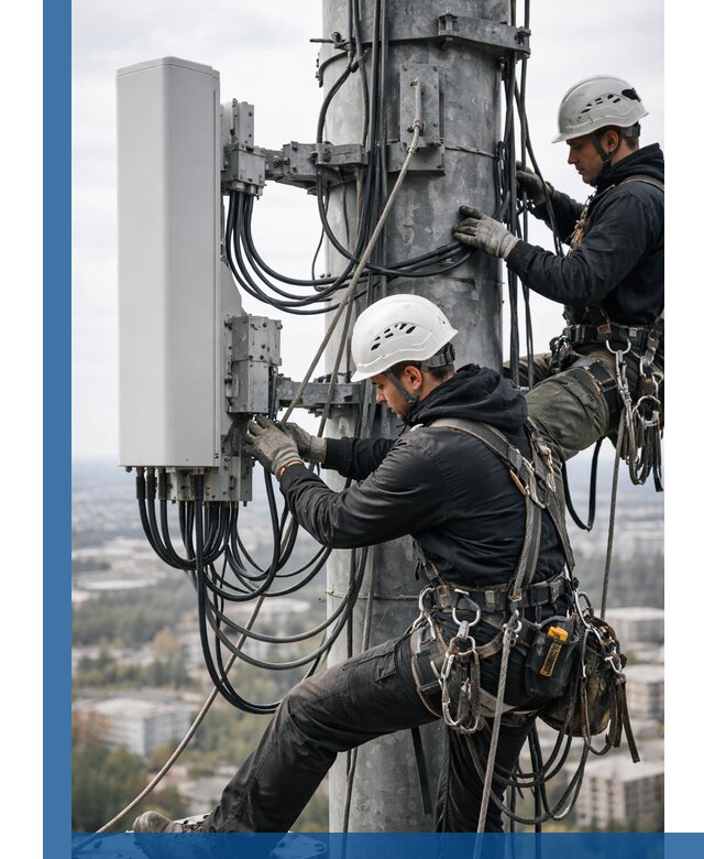 Монтаж оборудования связи на мачте в Вичуге с пусконаладкой