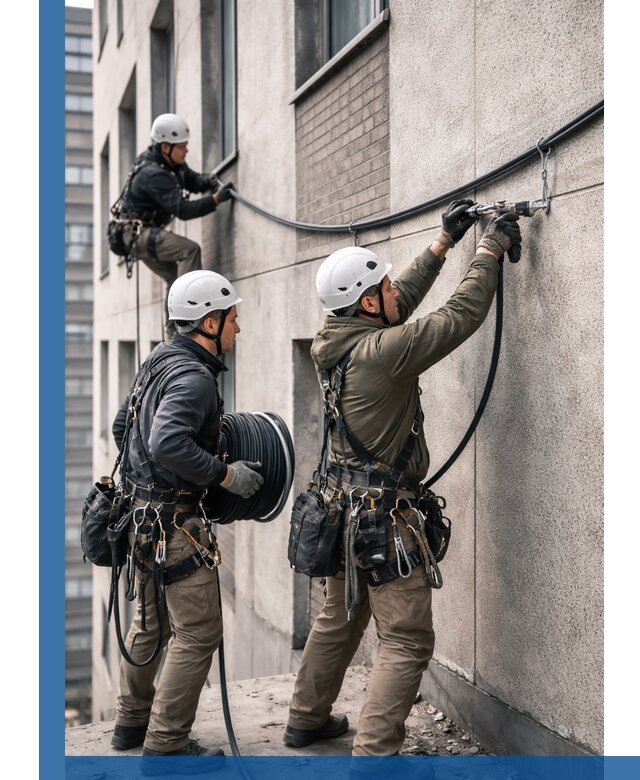 Прокладка кабеля по фасаду в Вичуге, профессиональный монтаж