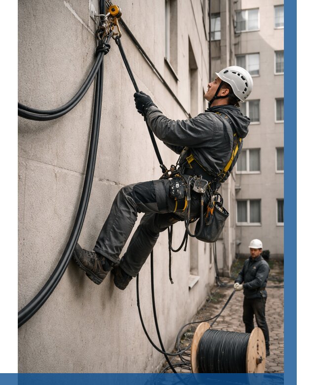 Протяжка кабеля питания на высоте в Вичуге от 457 р. | ВЫСОТНИК-Вчг