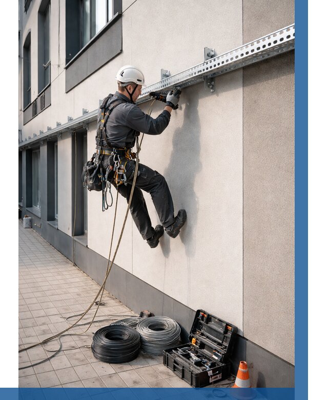 Монтаж кабельных лотков на фасаде в Вичуге от 1219 р. | ВЫСОТНИК-Вчг