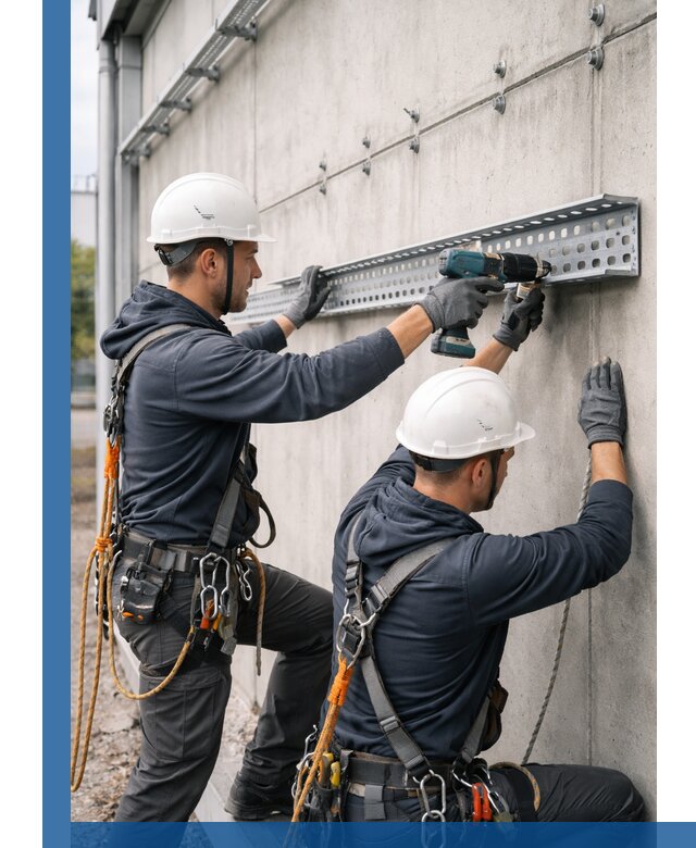 Монтаж кабельных лотков на фасаде зданий в Вичуге с гарантией