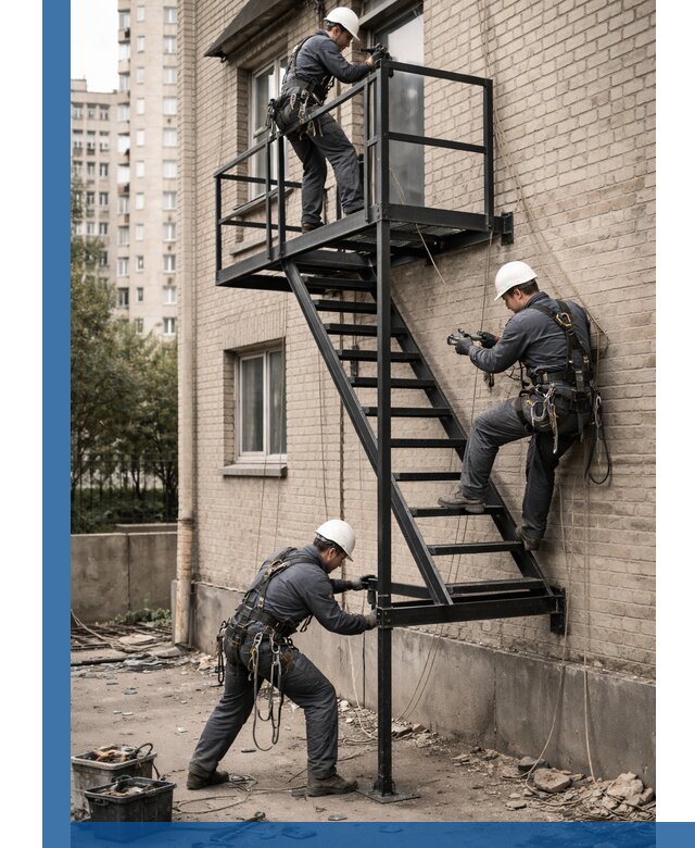 Монтаж пожарной лестницы в Вичуге, установка и крепление