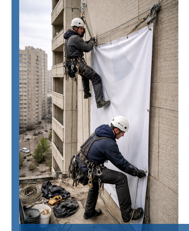 Профессиональный монтаж баннеров на фасаде в Вичуге
