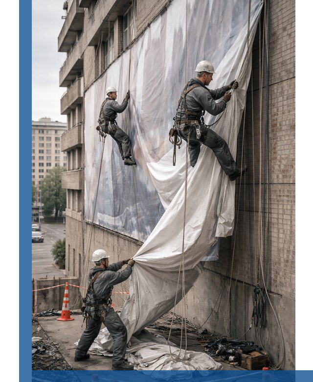 Демонтаж баннеров с фасада в Вичуге оперативно и безопасно