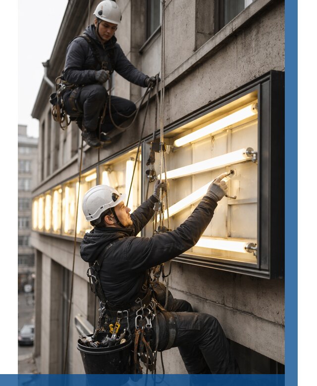 Замена ламп в вывеске в Вичуге под ключ от 3556 р. | ВЫСОТНИК-Вчг