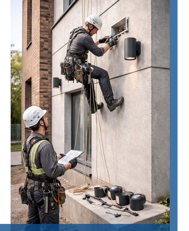 Монтаж фасадного освещения в Вичуге от 2540 р. | ВЫСОТНИК-Вчг