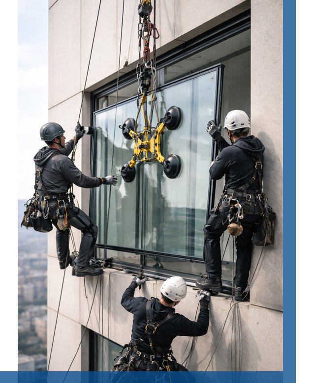 Монтаж стеклопакетов на высоте в Вичуге от 3251 р. | ВЫСОТНИК-Вчг