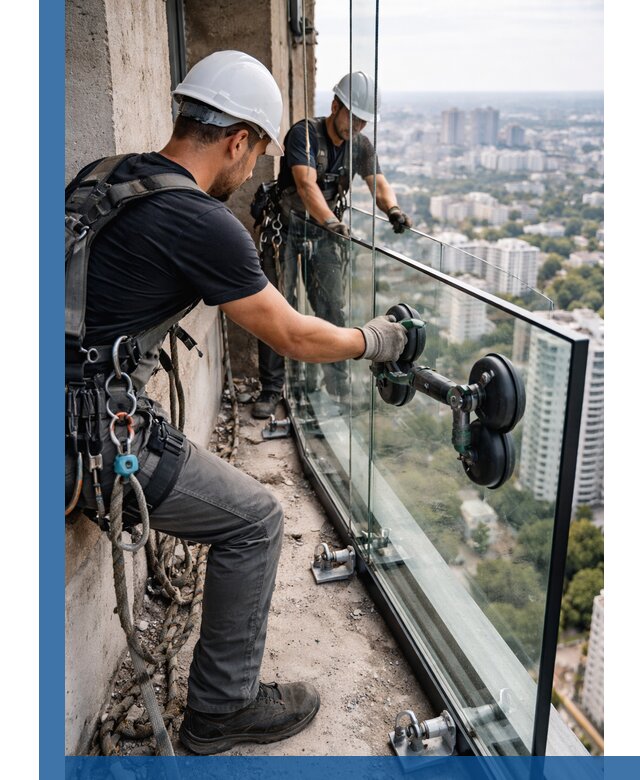 Монтаж стеклянных ограждений под ключ с гарантией в Вичуге