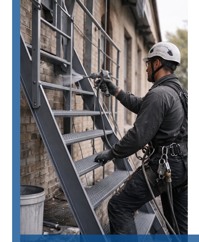 Покраска и антикоррозионная защита пожарных лестниц в Вичуге