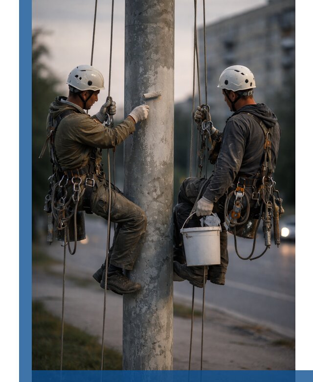 Покраска опор освещения и антикоррозийная защита в Вичуге