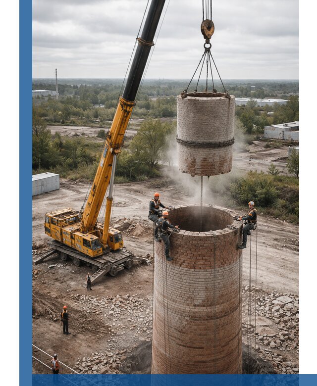 Демонтаж дымовой трубы в Вичуге с гарантиями безопасности