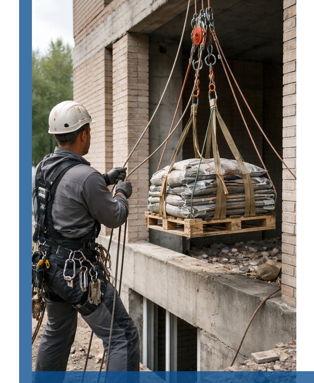 Подъем материалов на этаж веревками в Вичуге оперативно