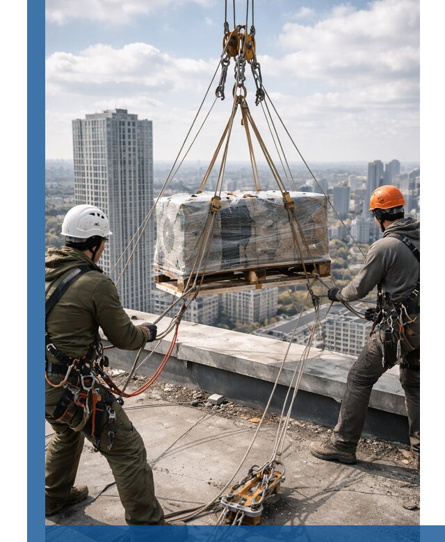 Подъем и монтаж крупногабаритных грузов на крышу в Вичуге