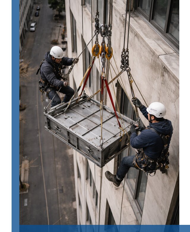 Спуск и подъем грузов по фасаду в Вичуге для зданий