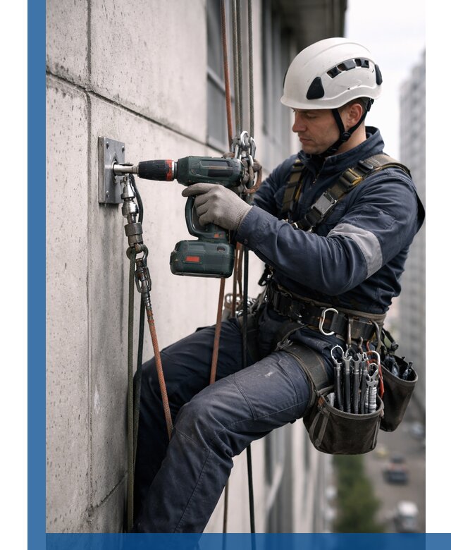 Установка анкерных точек для высотных работ в Вичуге