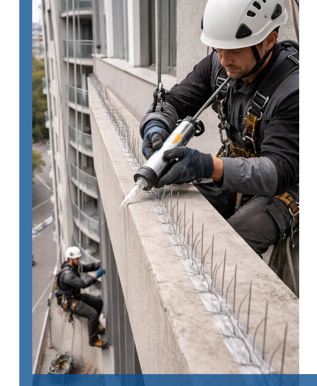 Установка шипов от птиц на фасадах и кровлях в Вичуге